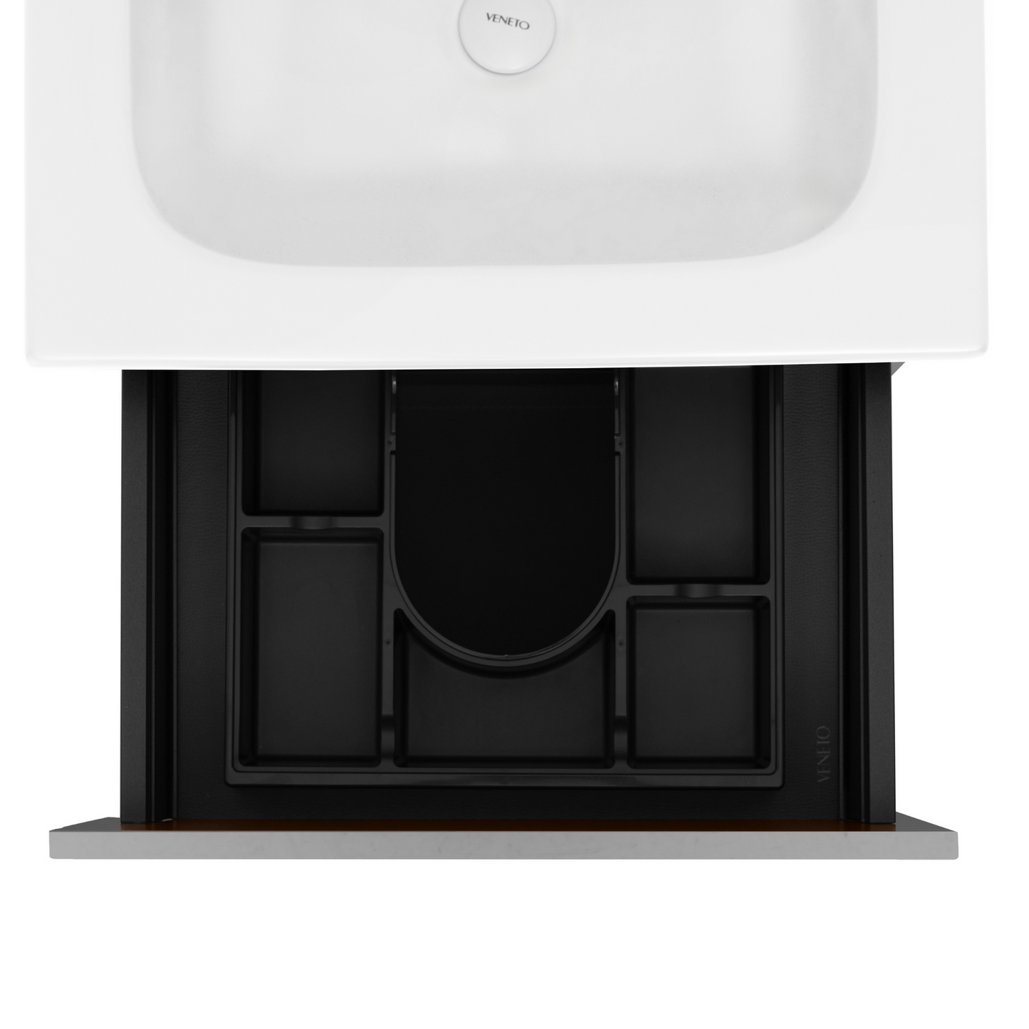 24 Inch High Gloss Anthracite Veneto Floating Bathroom Vanity