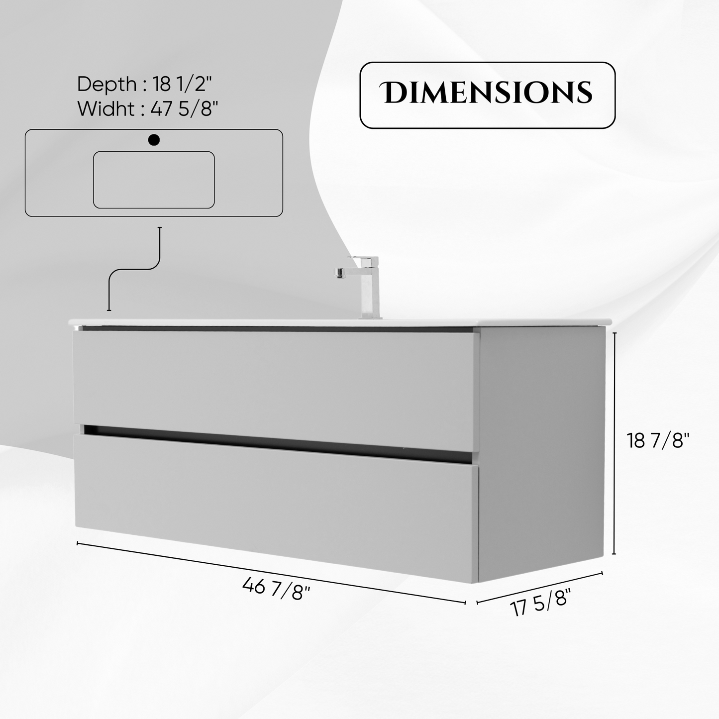 48 Inch Matte Cashmere Veneto Floating Bathroom Vanity