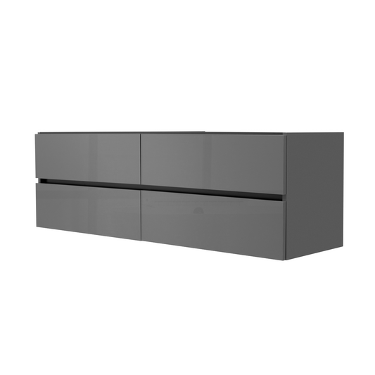 60 Inch High Gloss Anthracite Veneto Floating Bathroom Vanity