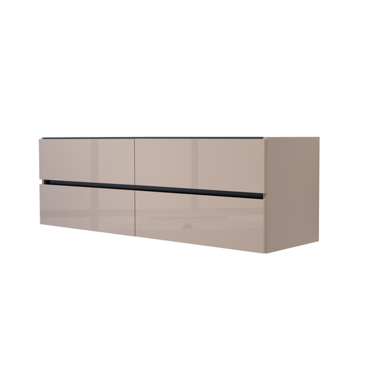 60 Inch High Gloss Capuccino Veneto Floating Bathroom Vanity