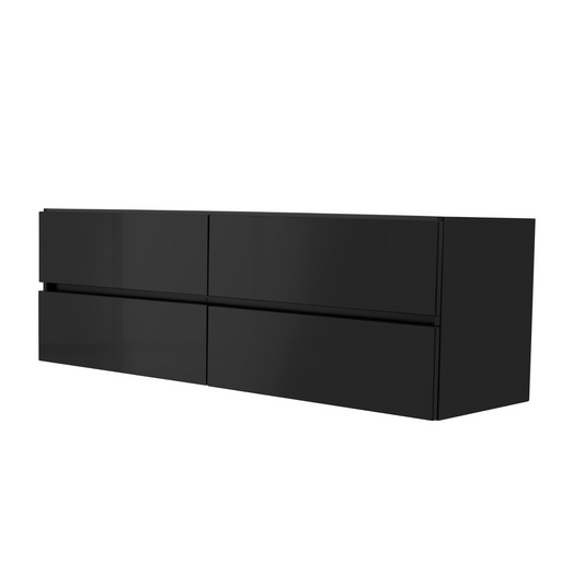 60 Inch High Gloss Black Veneto Floating Bathroom Vanity