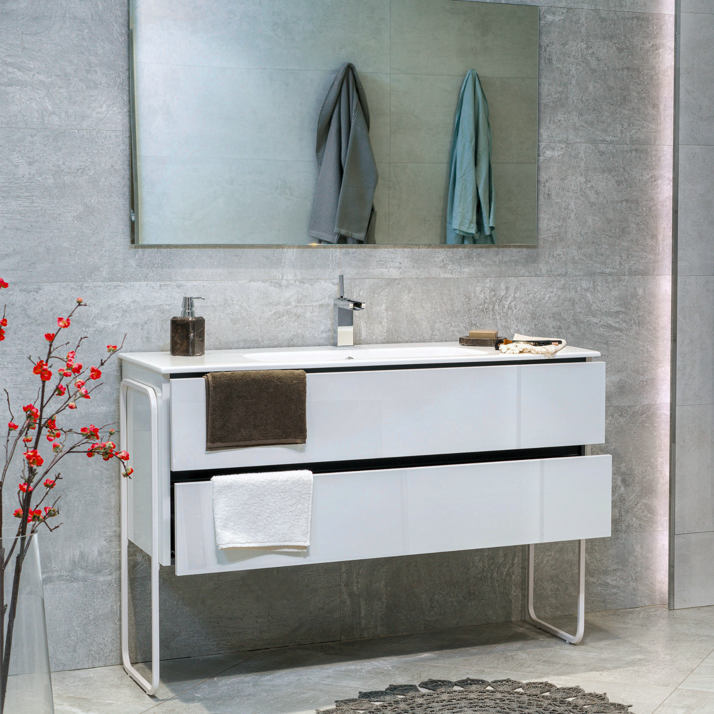 48 Inch High Gloss White Veneto Floating Bathroom Vanity