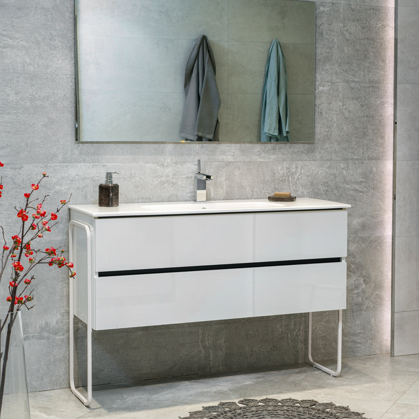 48 Inch High Gloss White Veneto Floating Bathroom Vanity