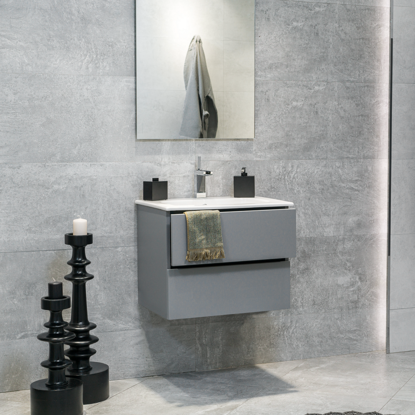 24 Inch Matte Dust Gray Veneto Floating Bathroom Vanity