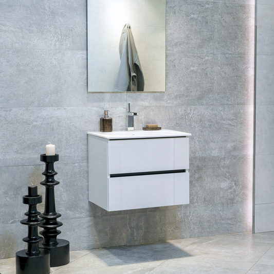 24 Inch High Gloss White Veneto Floating Bathroom Vanity