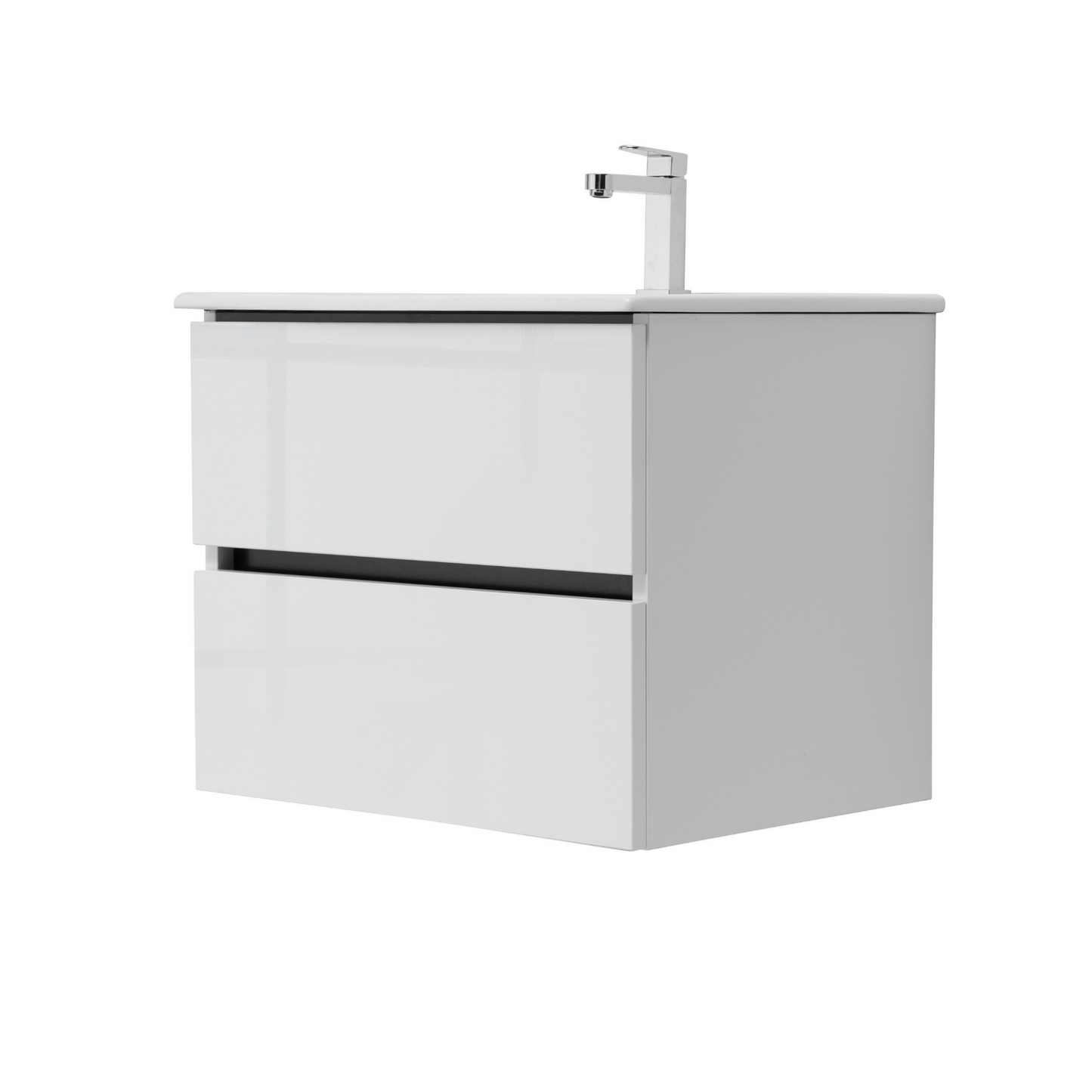 24 Inch High Gloss White Veneto Floating Bathroom Vanity