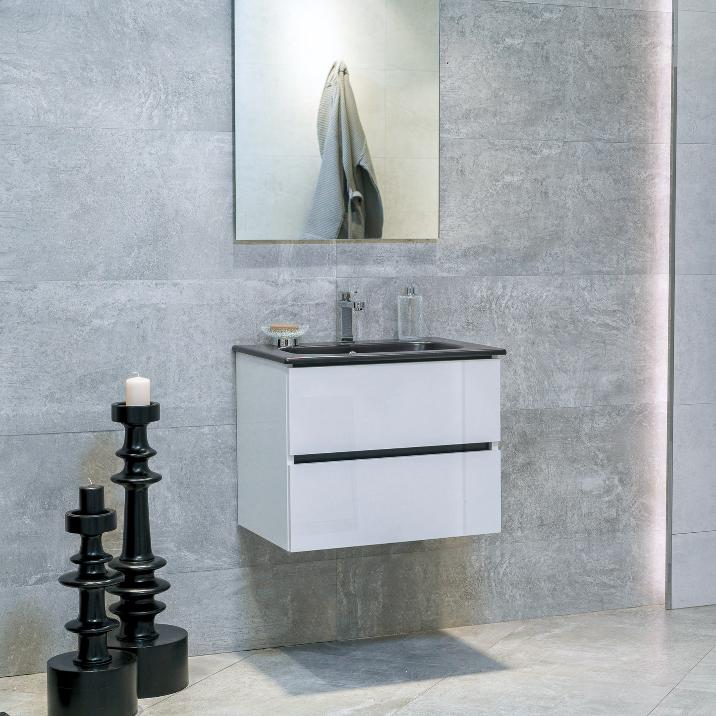 24 Inch High Gloss White Veneto Floating Bathroom Vanity