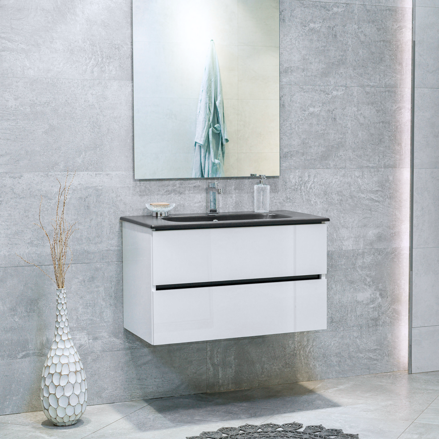 32 Inch High Gloss White Veneto Floating Bathroom Vanity