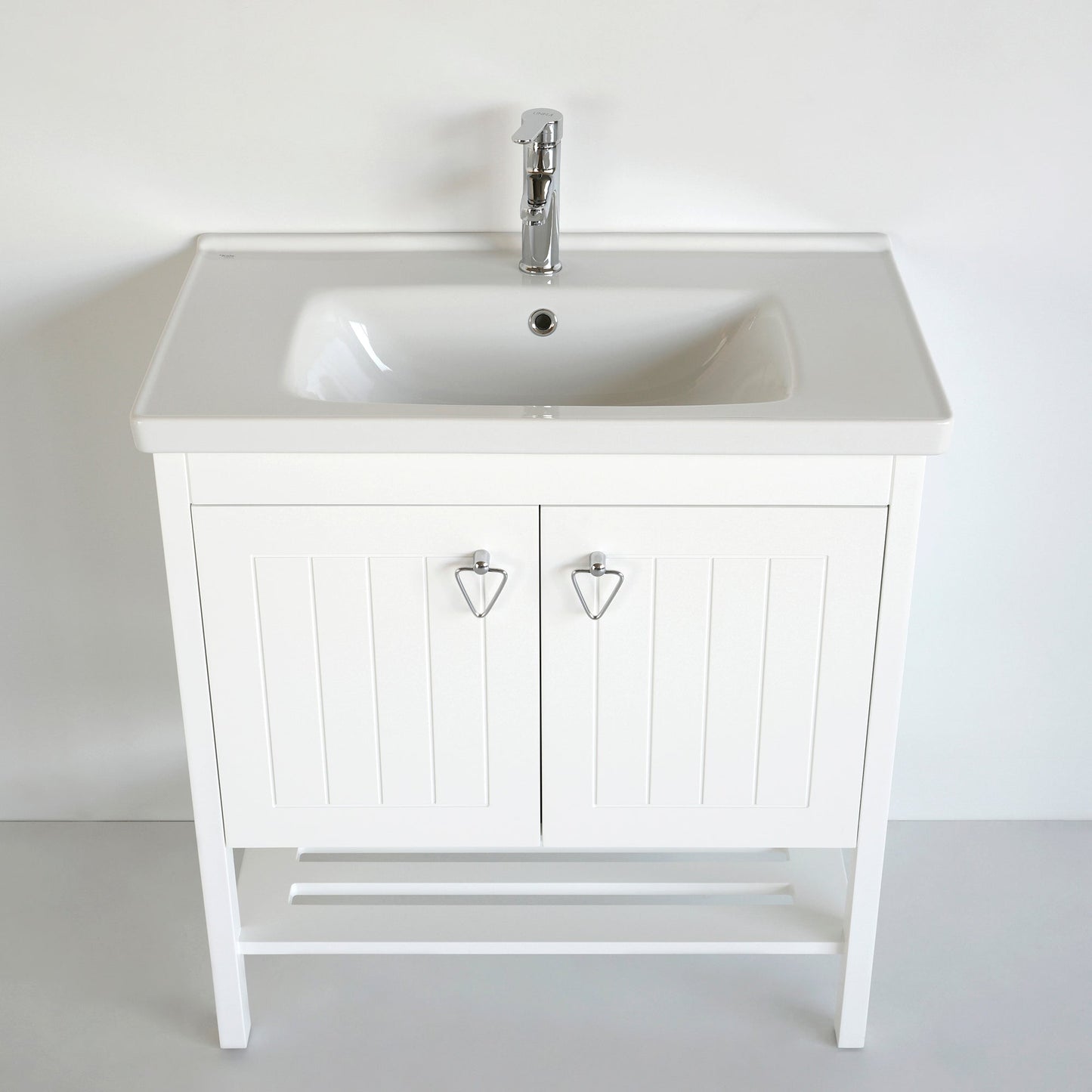 32 Inch White Polo Freestanding Single Sink Bathroom Vanity