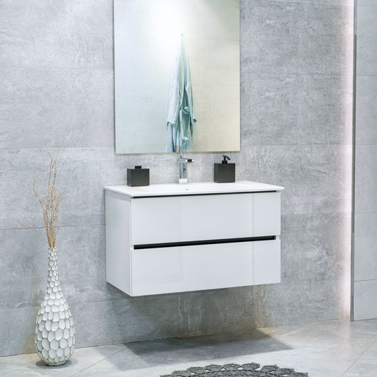 32 Inch High Gloss White Veneto Floating Bathroom Vanity