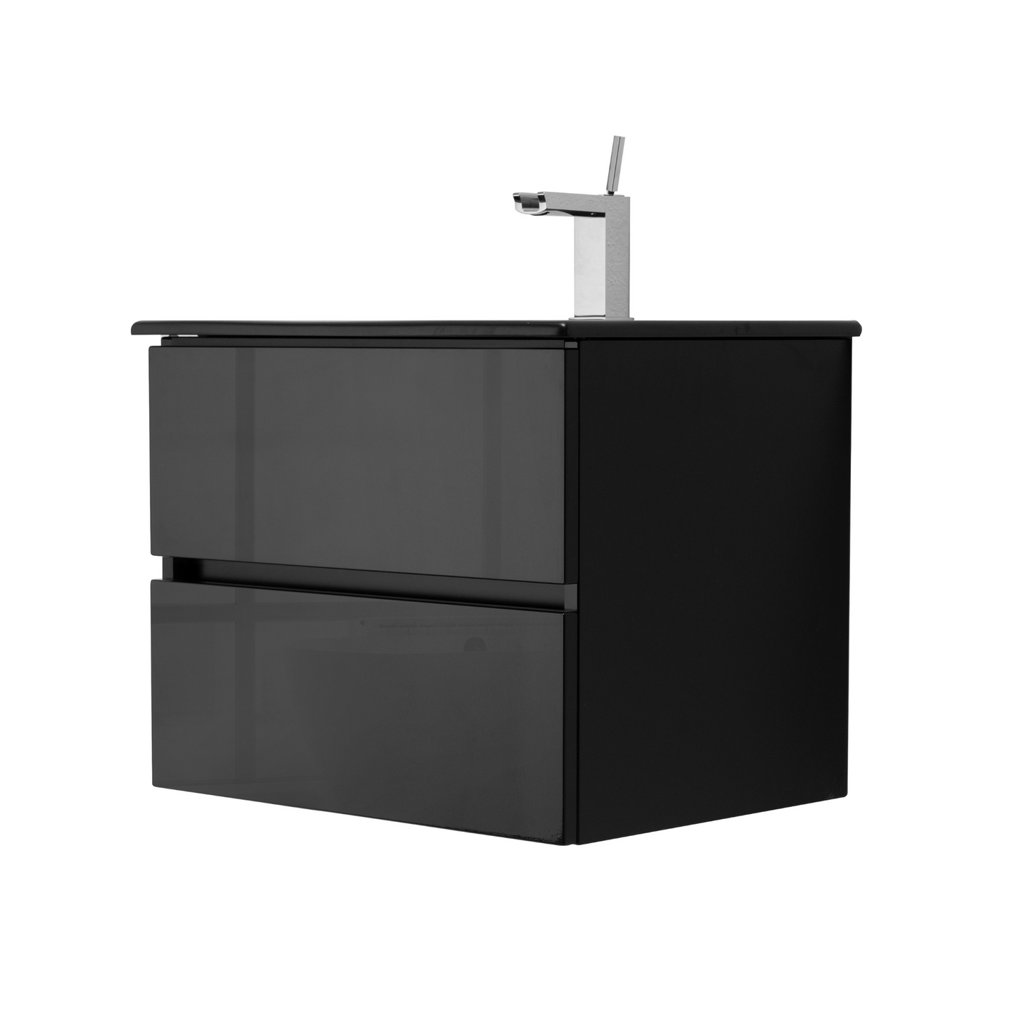 24 Inch High Gloss Black Veneto Floating Bathroom Vanity