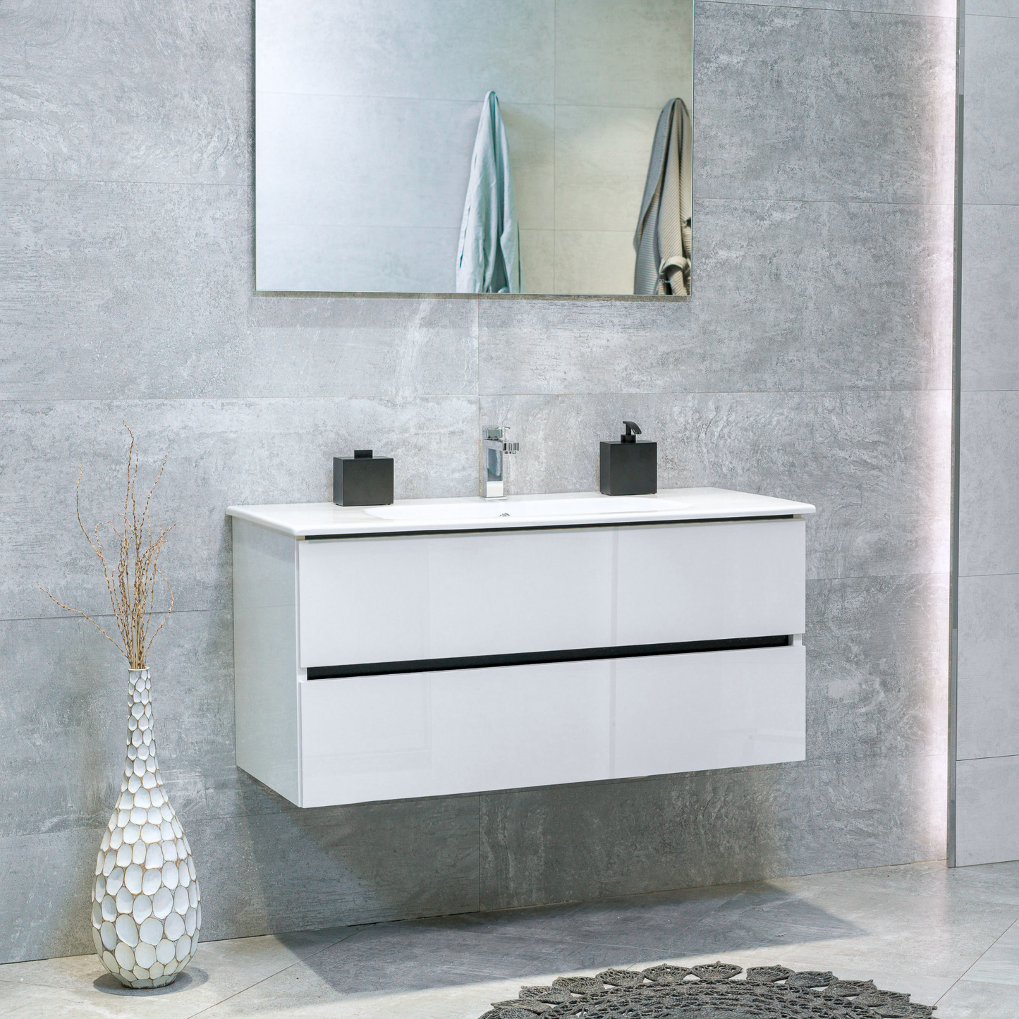 40 Inch High Gloss White Veneto Floating Bathroom Vanity