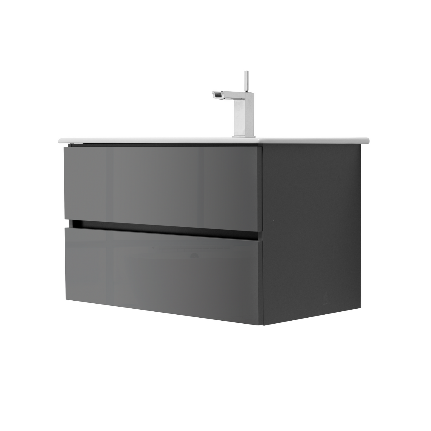 32 Inch High Gloss Anthracite Veneto Floating Bathroom Vanity