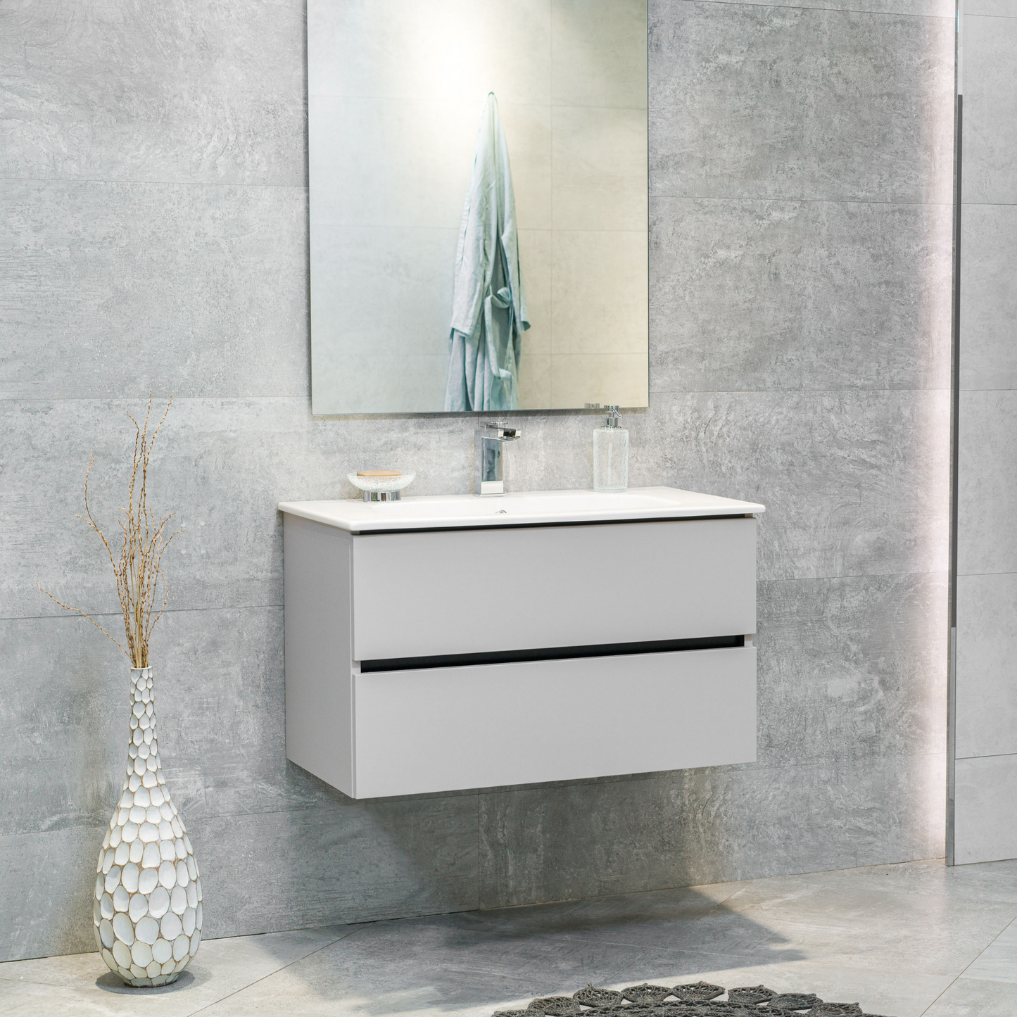 32 Inch Matte Cashmere Veneto Floating Bathroom Vanity