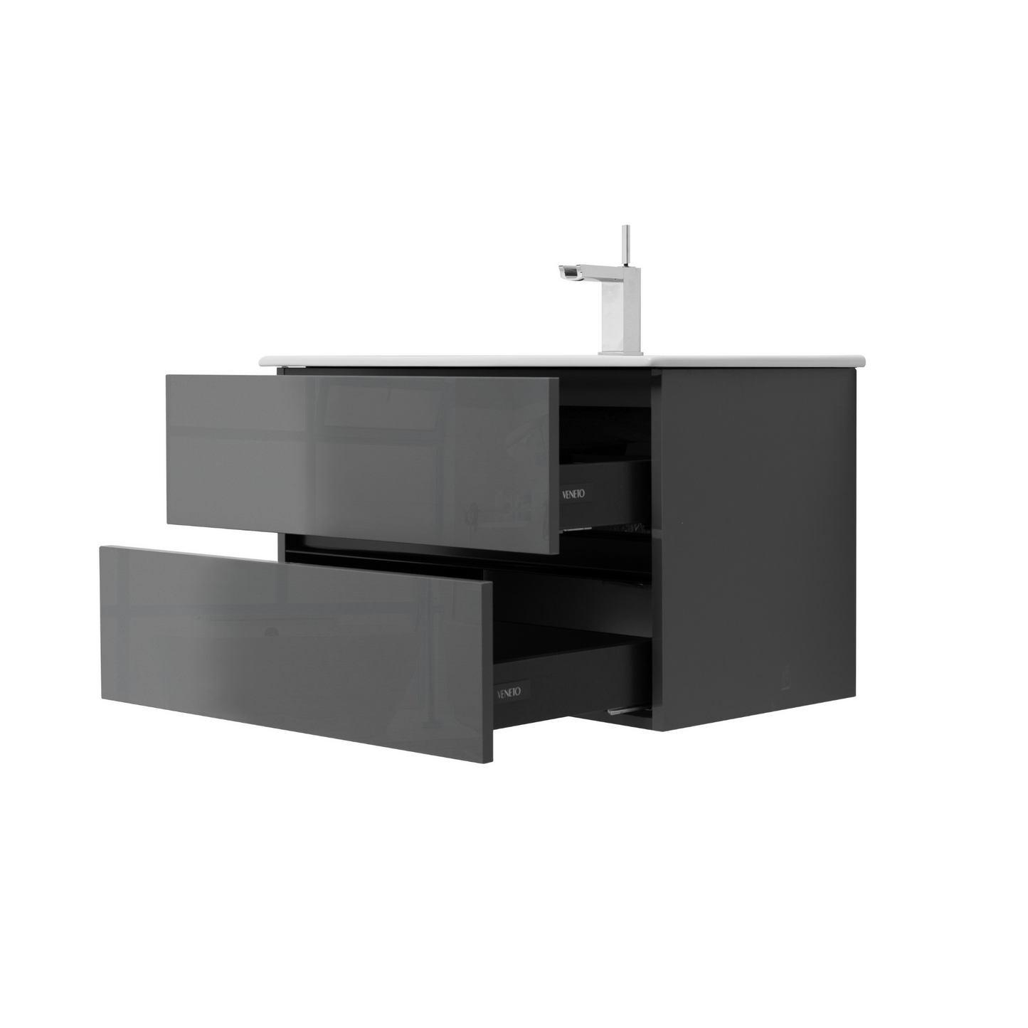 32 Inch High Gloss Anthracite Veneto Floating Bathroom Vanity