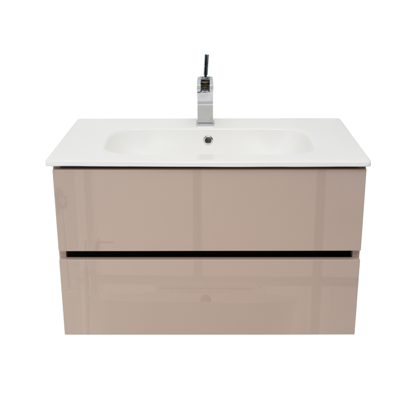 32 Inch High Gloss Capuccino Veneto Floating Bathroom Vanity