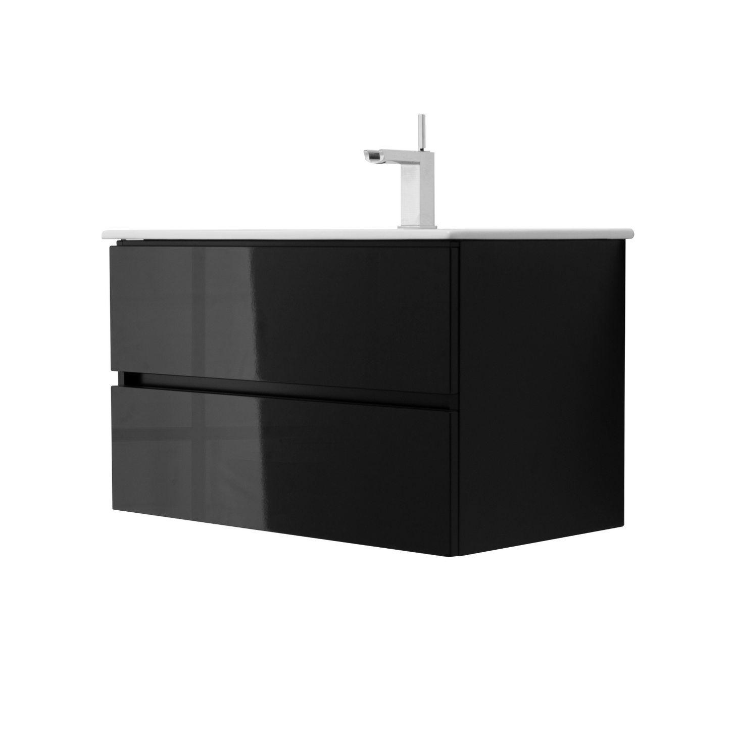 32 Inch High Gloss Black Veneto Floating Bathroom Vanity