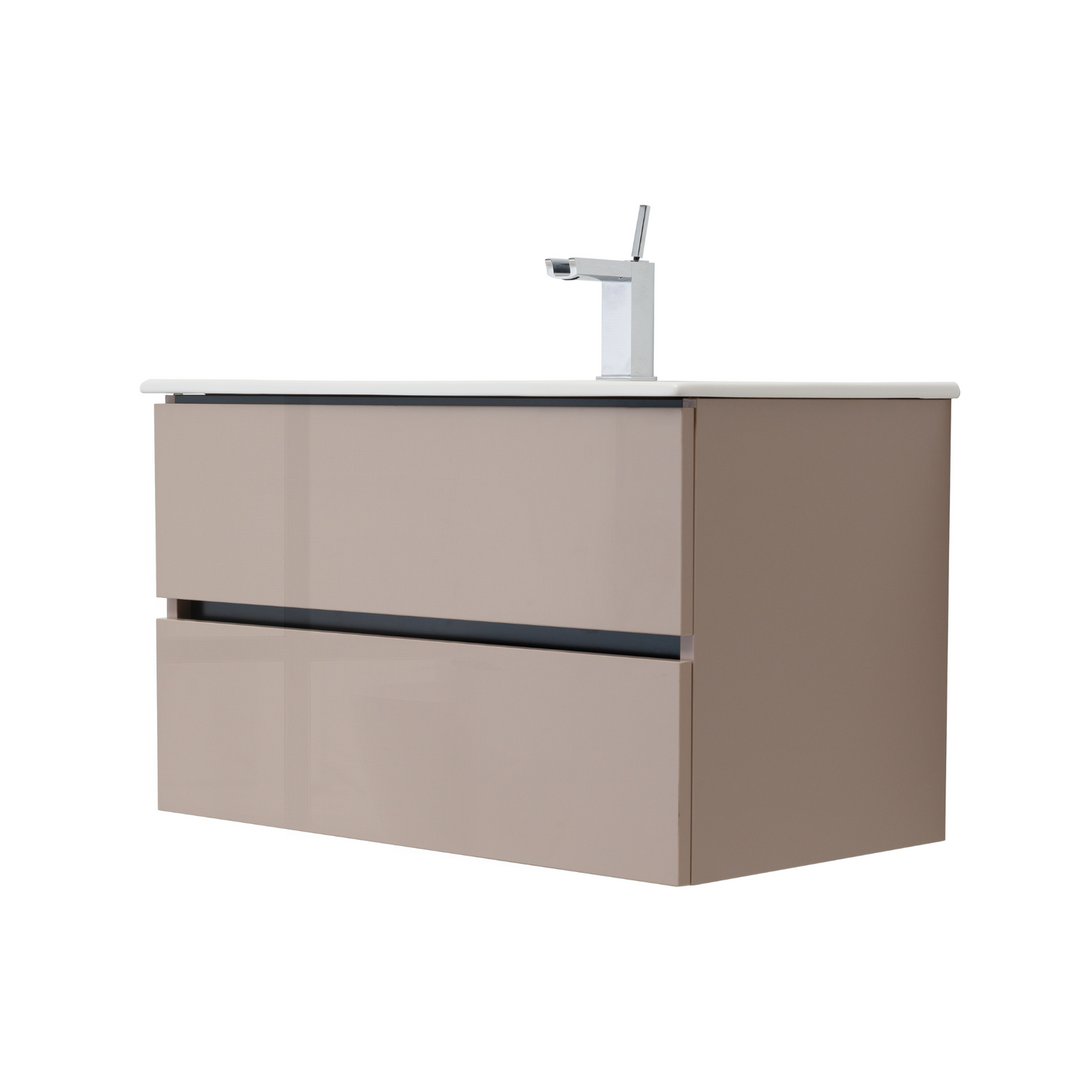 32 Inch High Gloss Capuccino Veneto Floating Bathroom Vanity