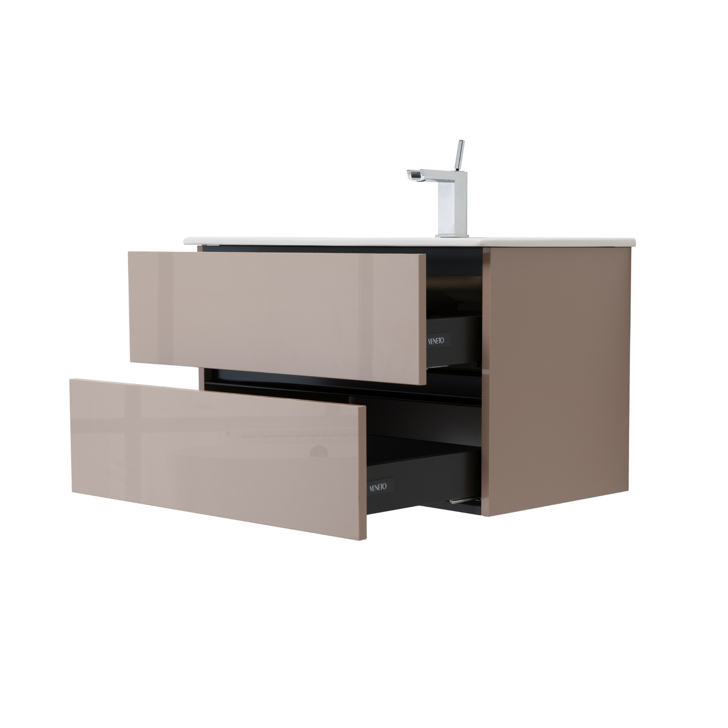 32 Inch High Gloss Capuccino Veneto Floating Bathroom Vanity