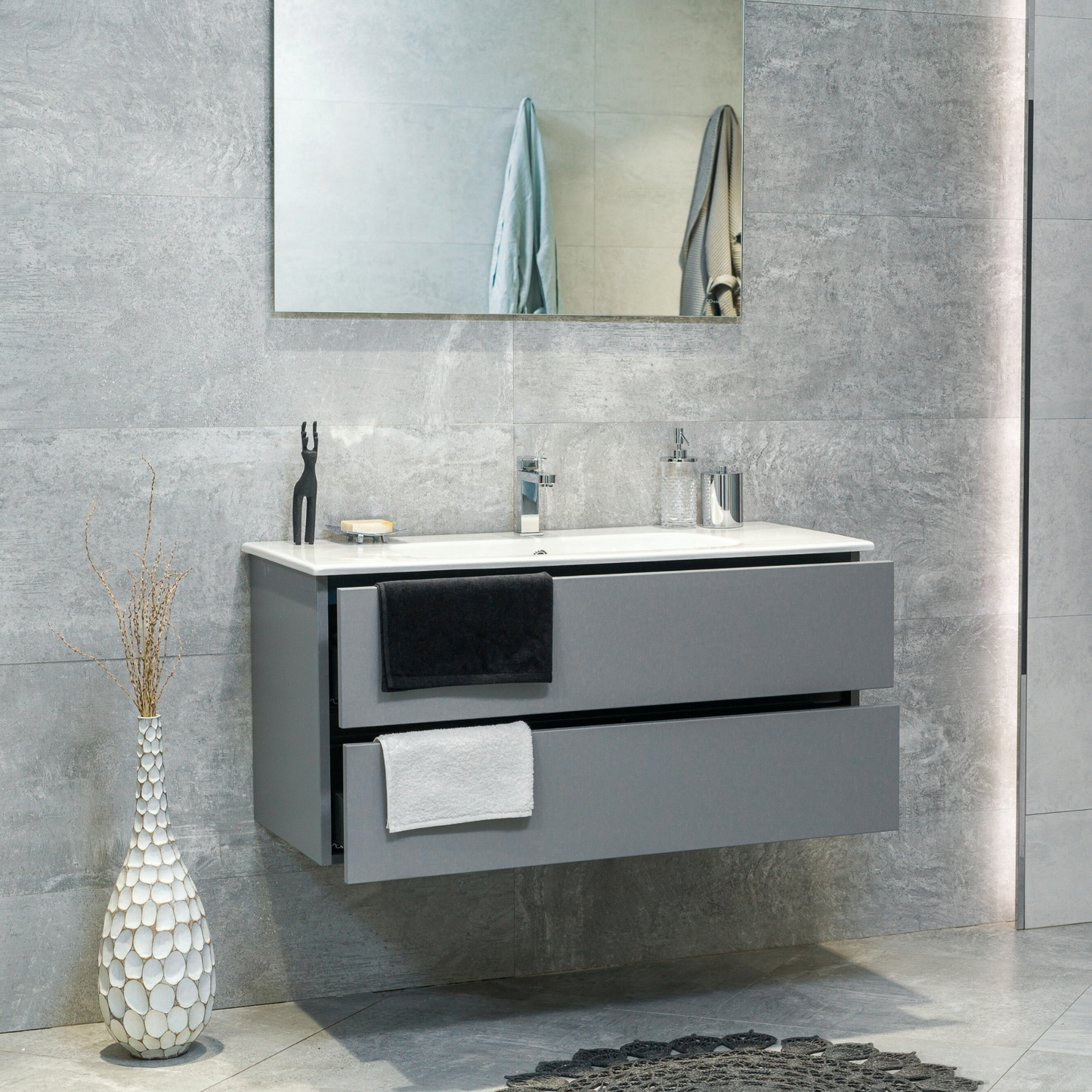 40 Inch Matte Dust Gray Veneto Floating Bathroom Vanity