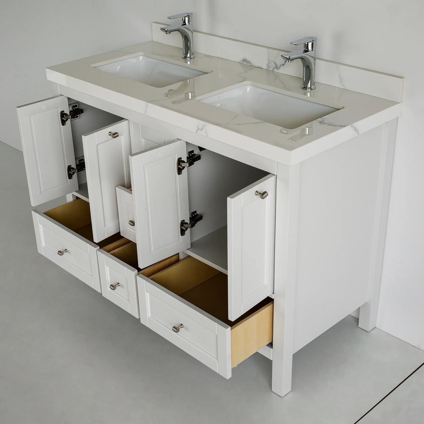 48 Inch White Selena Double Sink Bathroom Vanity