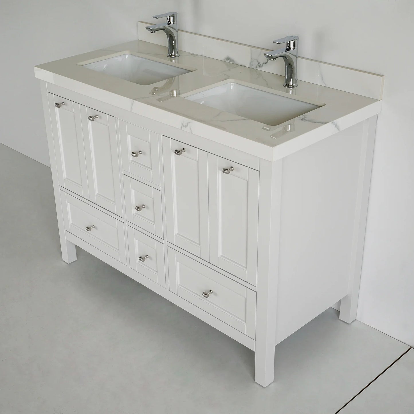 48 Inch White Selena Double Sink Bathroom Vanity