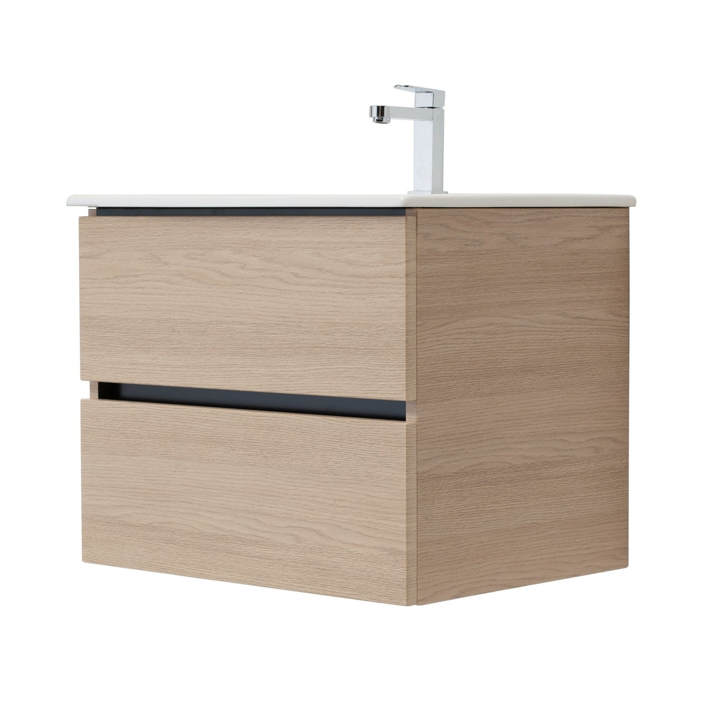 24 Inch Light Oak Veneto Floating Bathroom Vanity