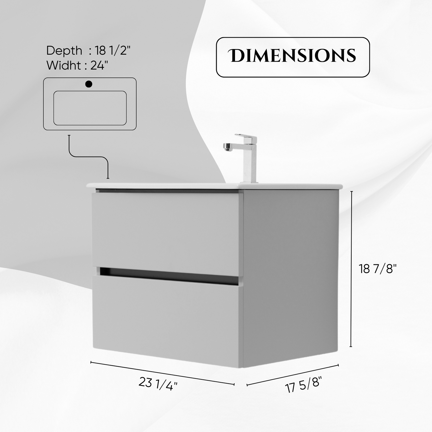 24 Inch Matte Cashmere Veneto Floating Bathroom Vanity