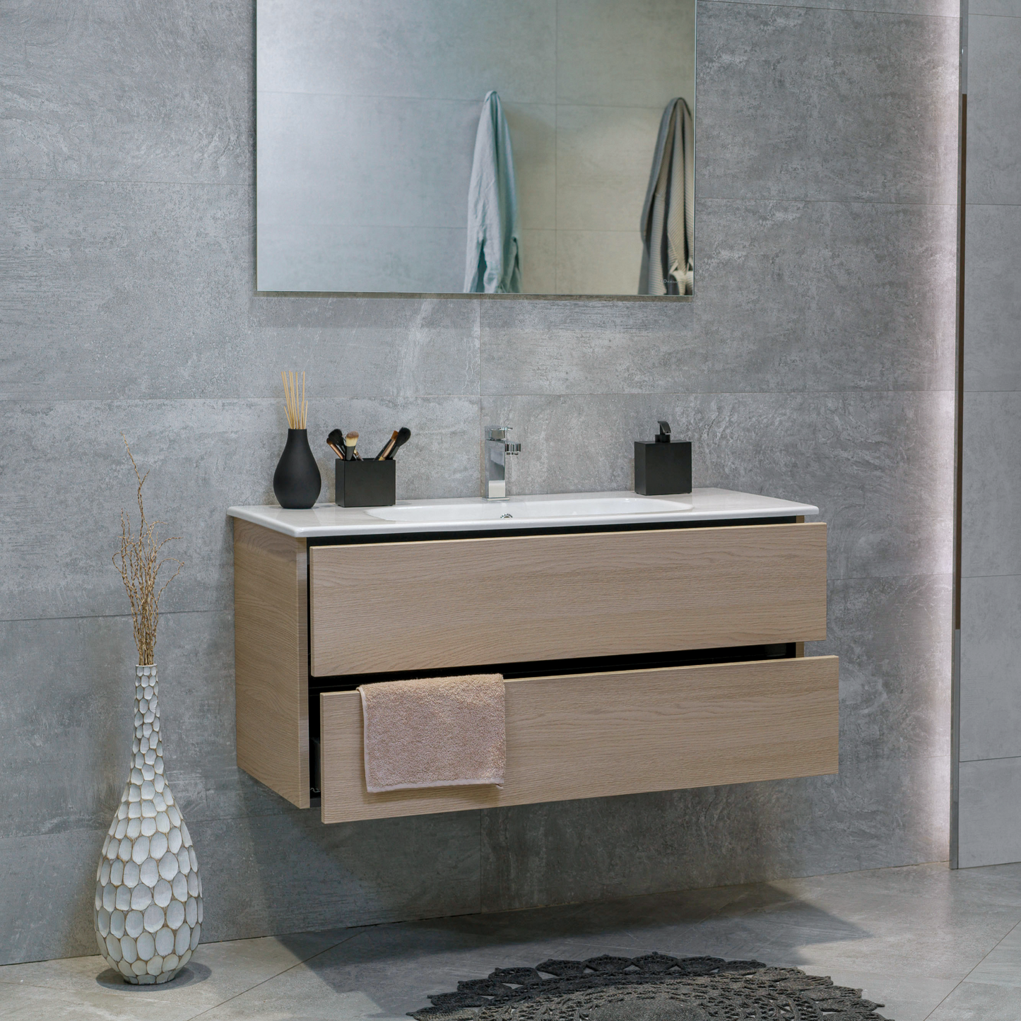 40 Inch Light Oak Veneto Floating Bathroom Vanity