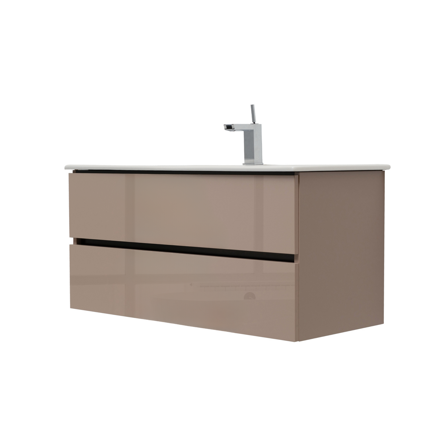 40 Inch High Gloss Capuccino Veneto Floating Bathroom Vanity