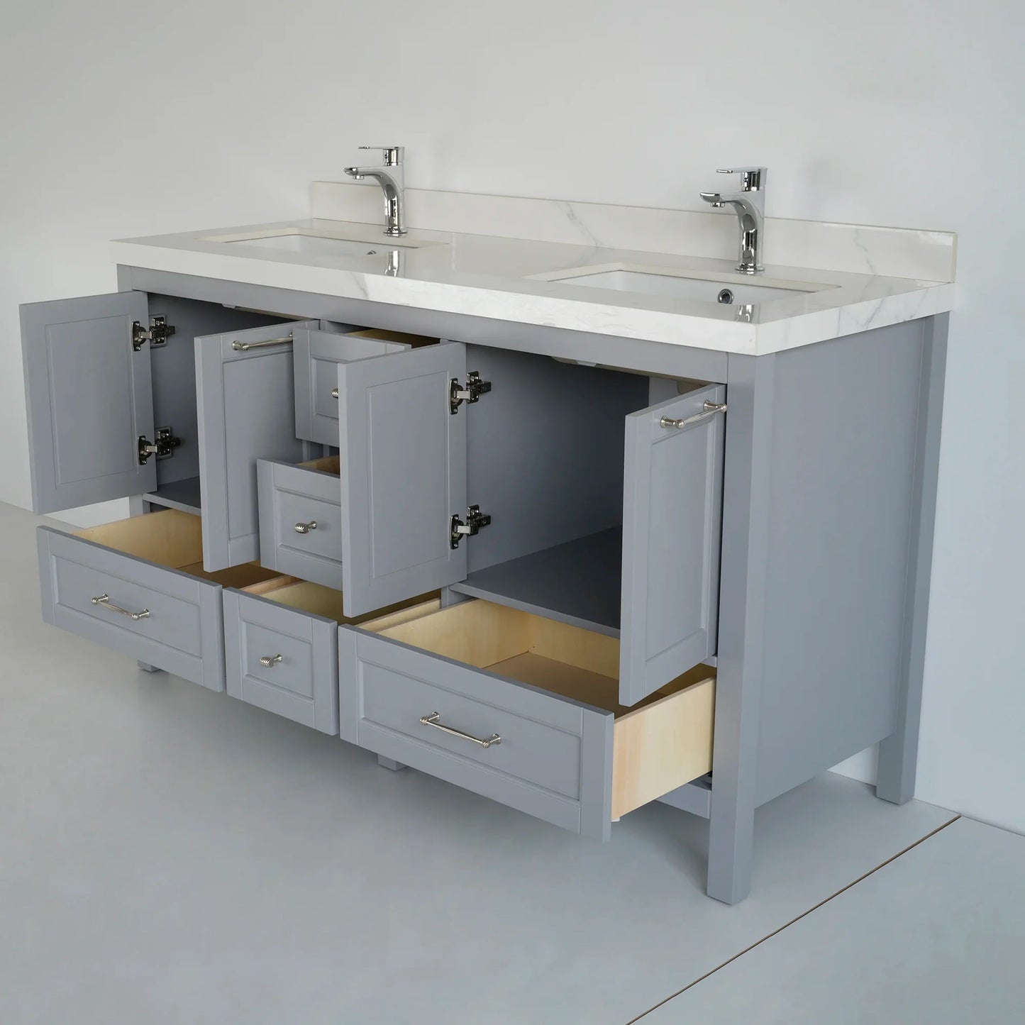 60 Inch Gray Selena Bathroom Vanity