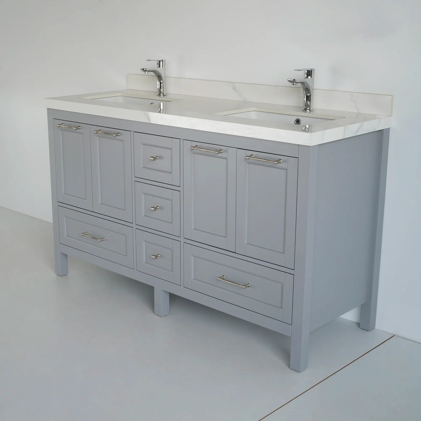 60 Inch Gray Selena Bathroom Vanity