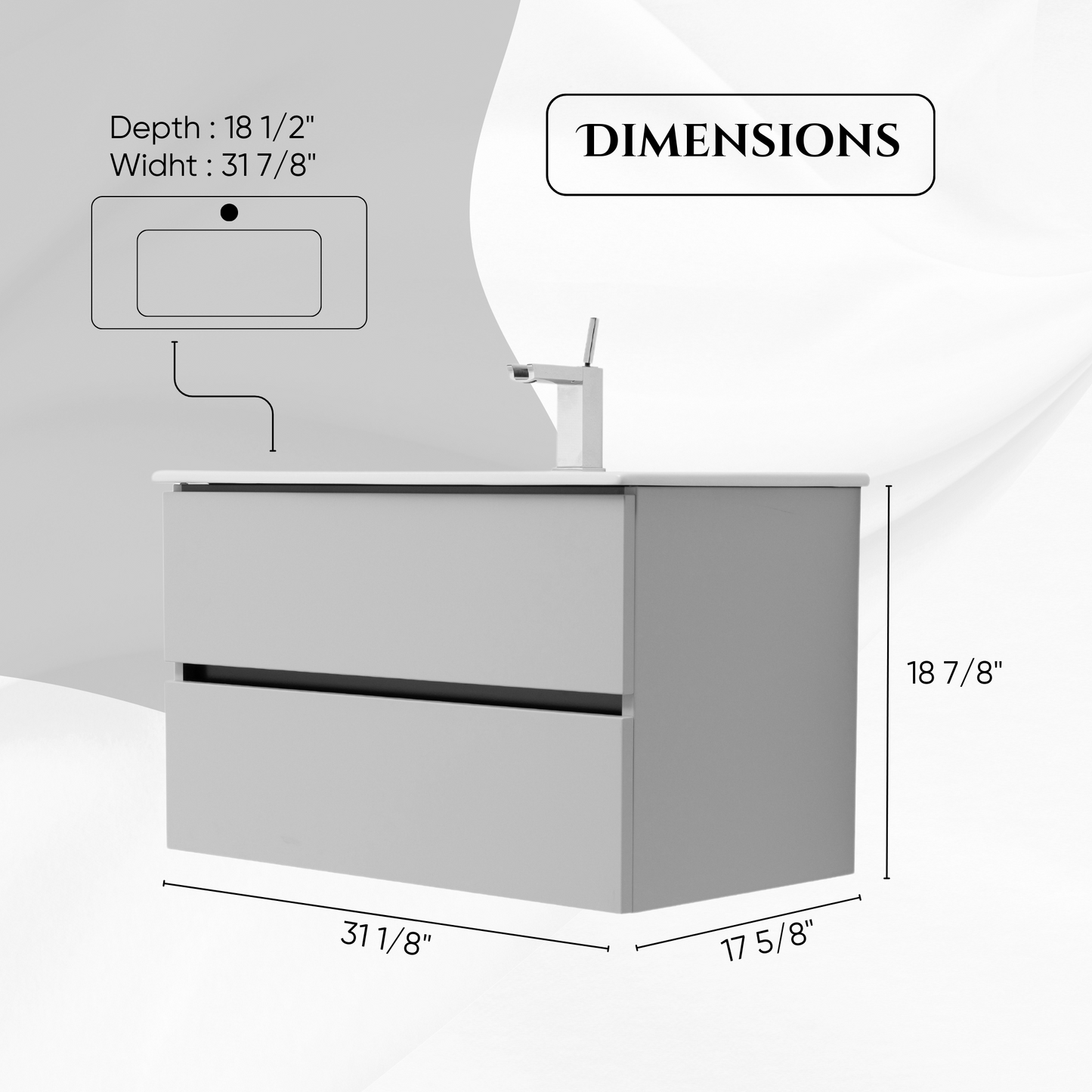 32 Inch Matte Cashmere Veneto Floating Bathroom Vanity