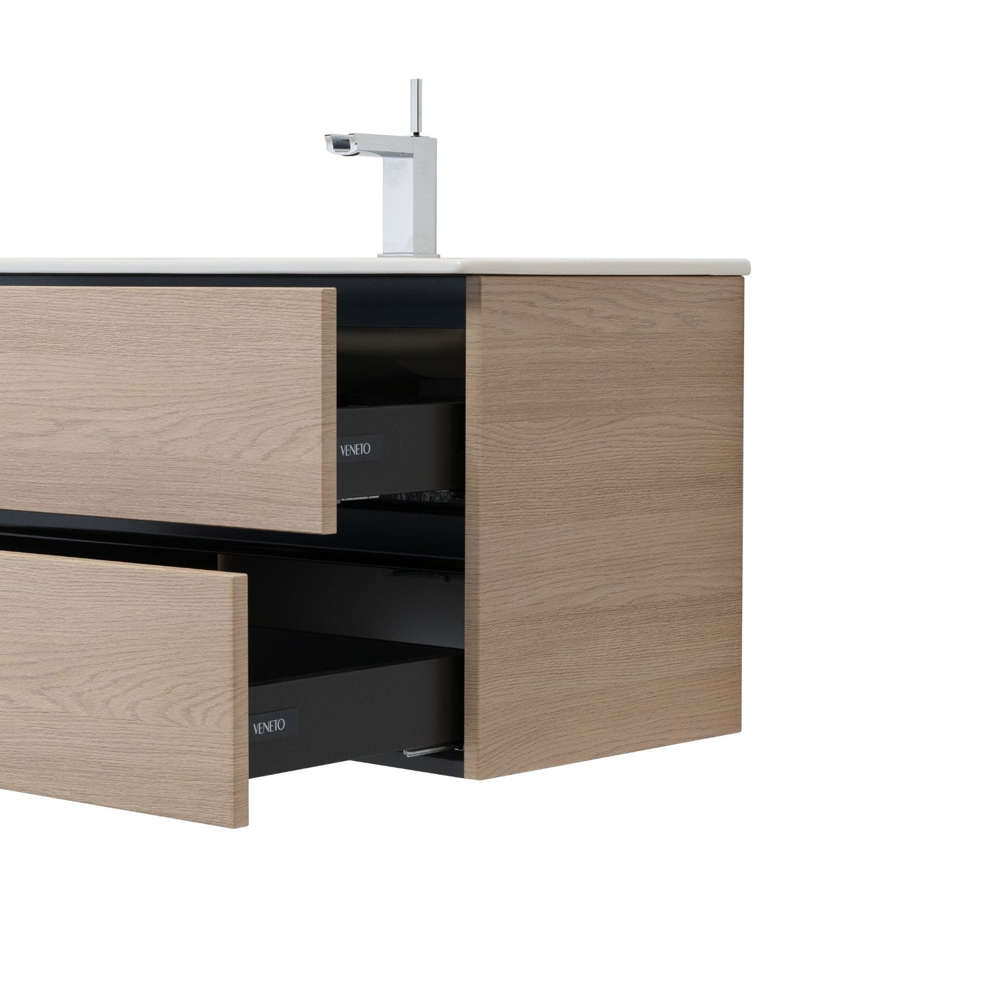 24 Inch Light Oak Veneto Floating Bathroom Vanity