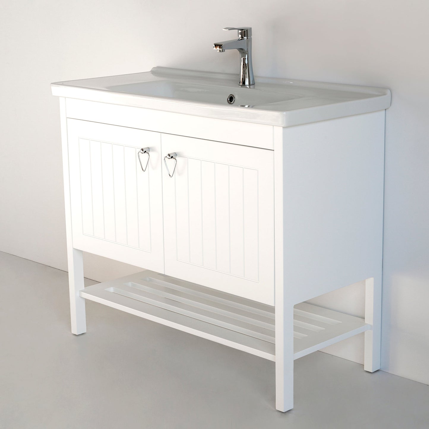 40 Inch White Polo Freestanding Single Sink Bathroom Vanity