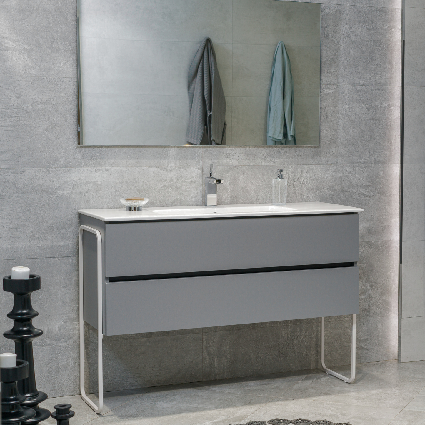 48 Inch Matte Dust Gray Veneto Floating Bathroom Vanity