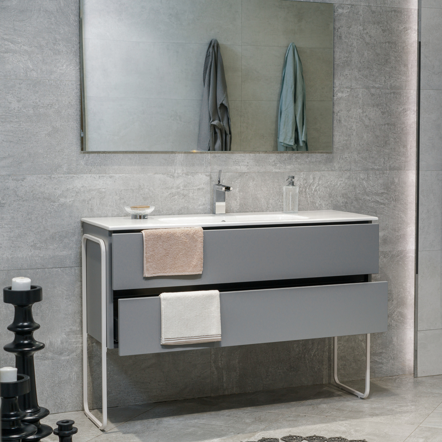 48 Inch Matte Dust Gray Veneto Floating Bathroom Vanity