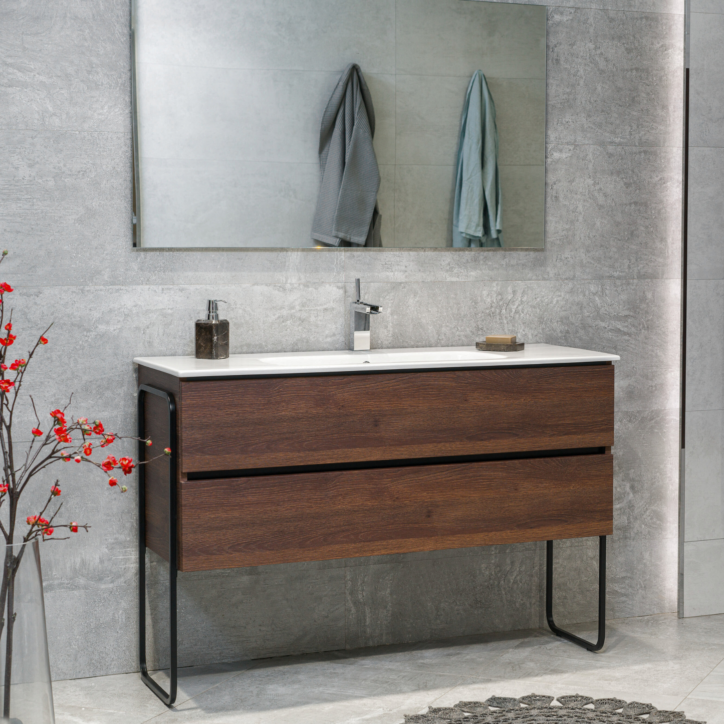 48 Inch Dark Oak Veneto Floating Bathroom Vanity