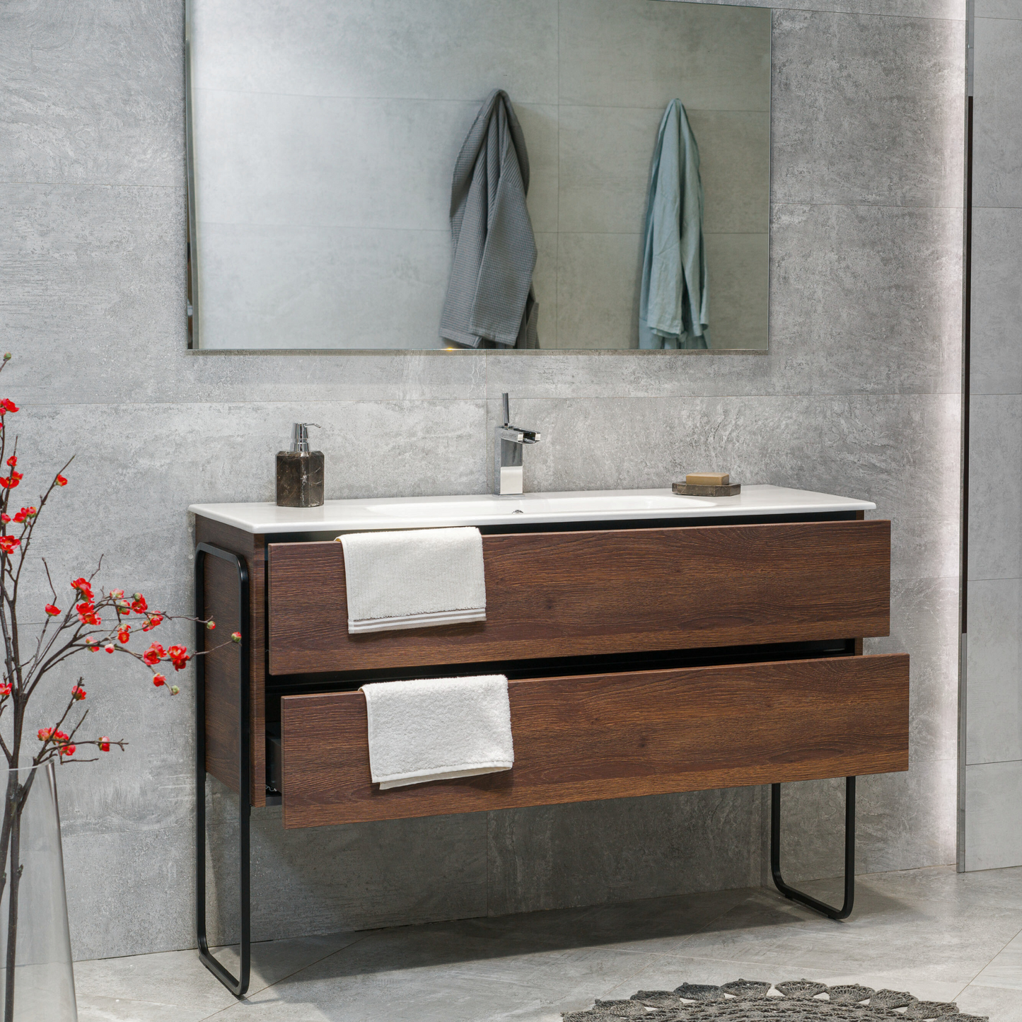 48 Inch Dark Oak Veneto Floating Bathroom Vanity