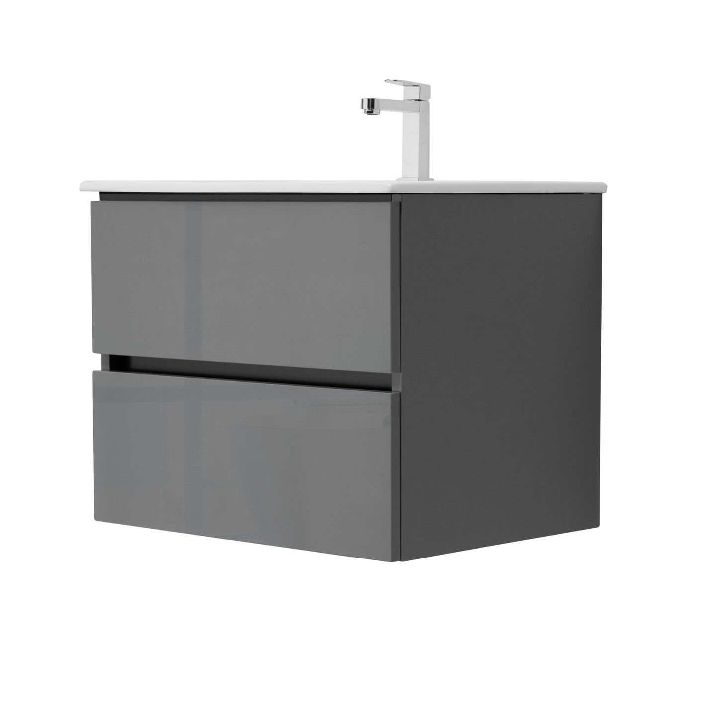 24 Inch High Gloss Anthracite Veneto Floating Bathroom Vanity