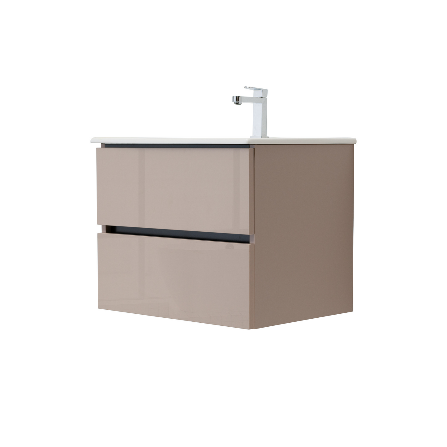 24 Inch High Gloss Capuccino Veneto Floating Bathroom Vanity