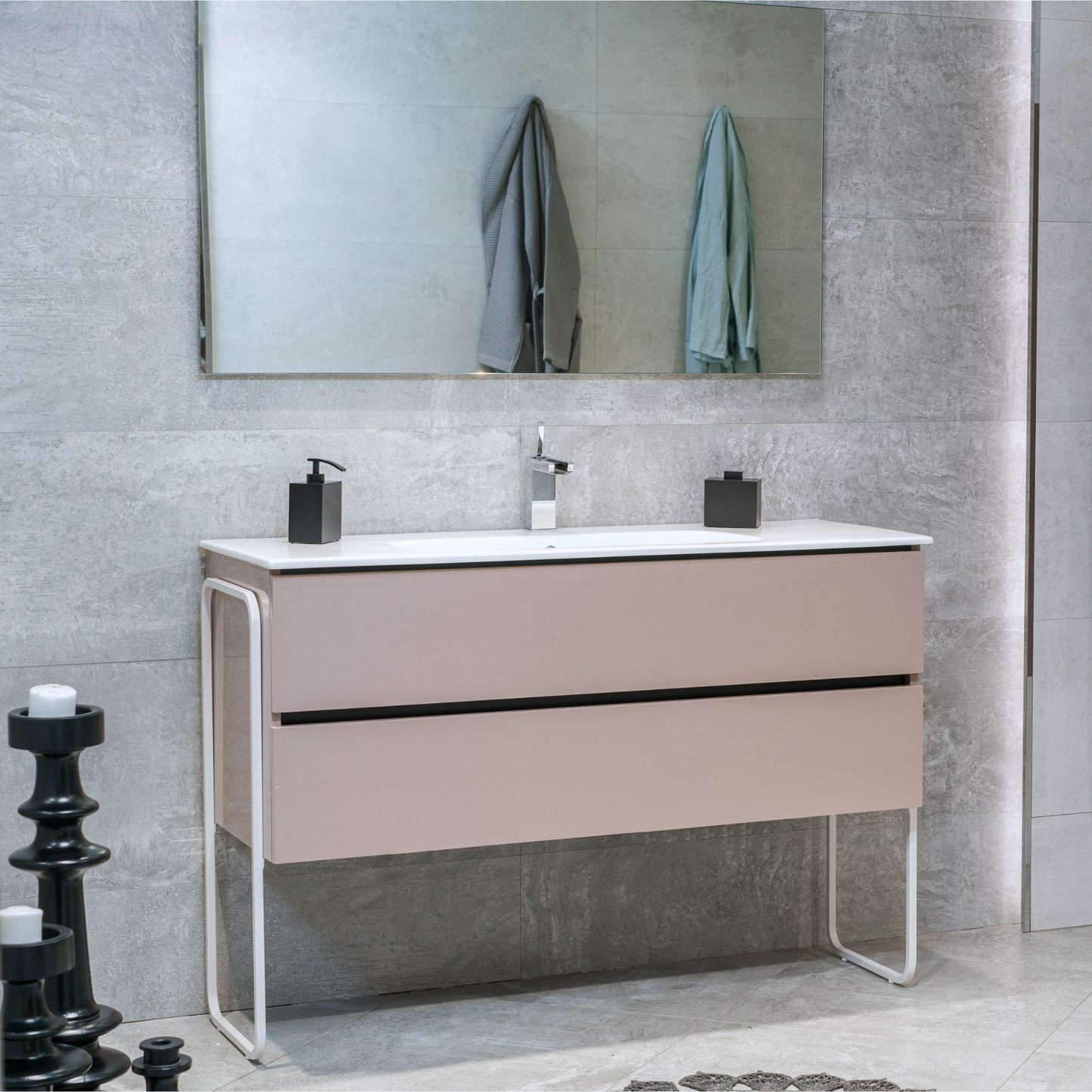 48 Inch High Gloss Capuccino Veneto Floating Bathroom Vanity