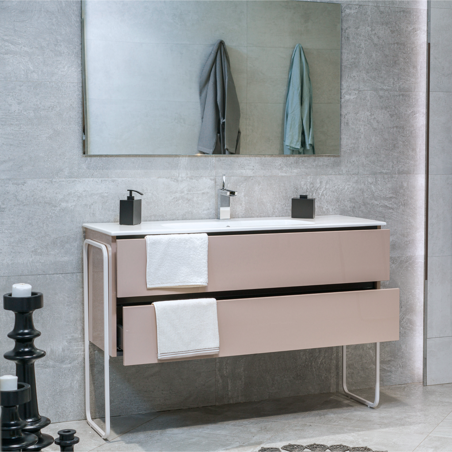 48 Inch High Gloss Capuccino Veneto Floating Bathroom Vanity