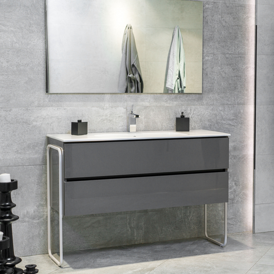 48 Inch High Gloss Anthracite Veneto Floating Bathroom Vanity