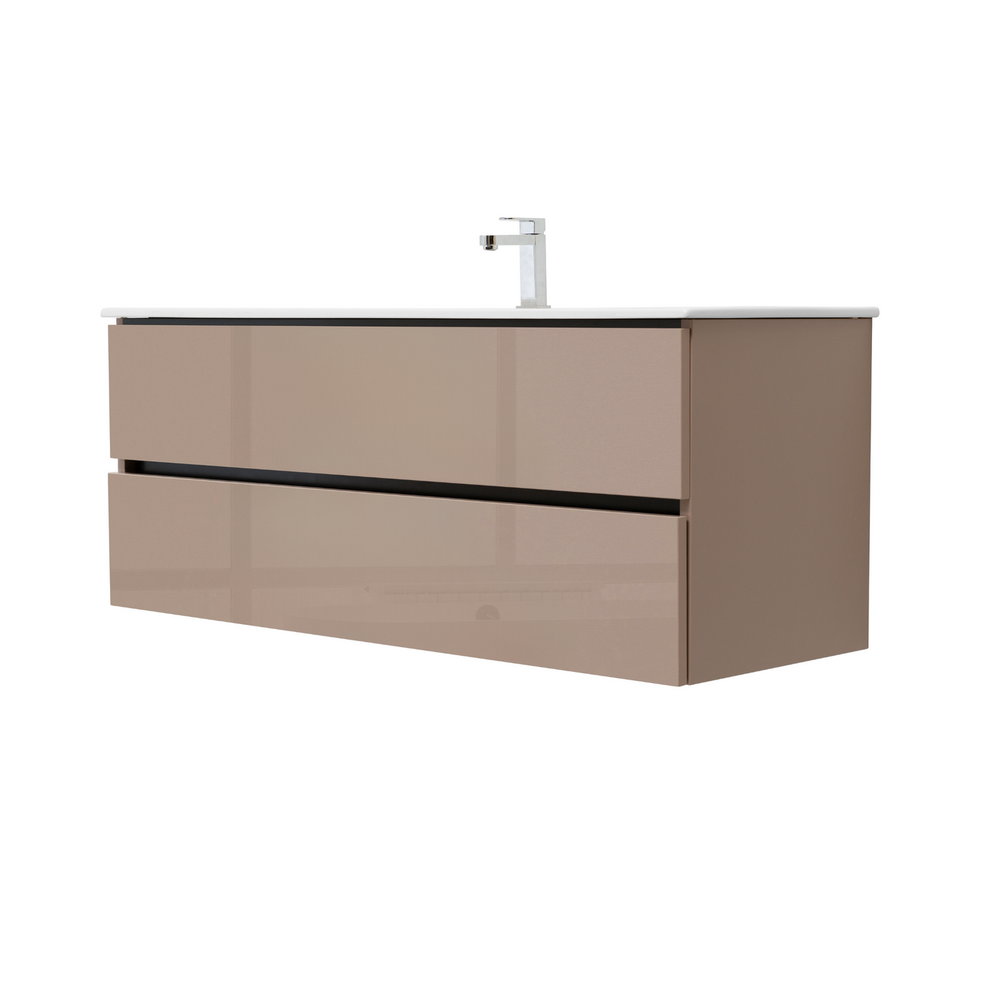 48 Inch High Gloss Capuccino Veneto Floating Bathroom Vanity