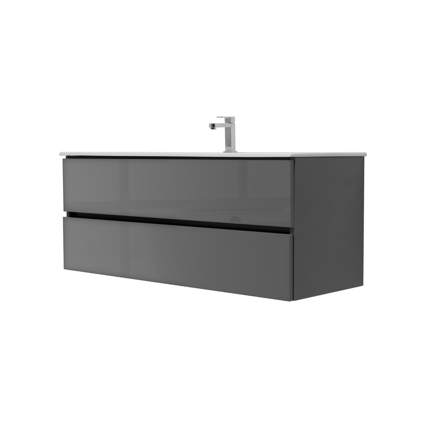 48 Inch High Gloss Anthracite Veneto Floating Bathroom Vanity