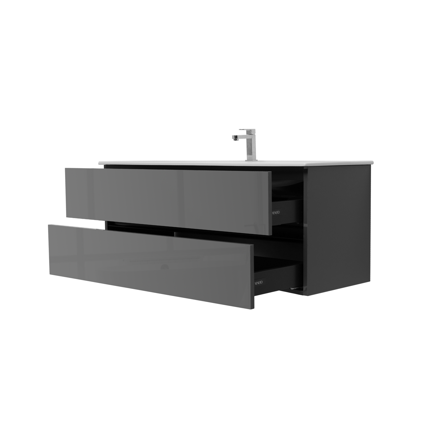 48 Inch High Gloss Anthracite Veneto Floating Bathroom Vanity