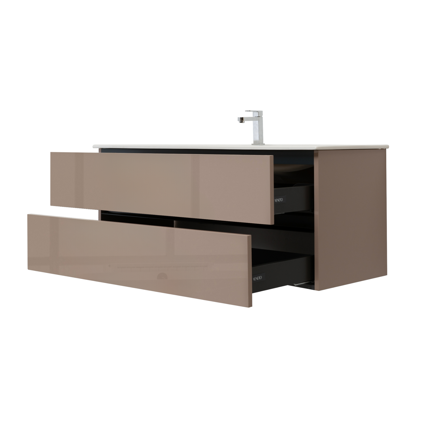 48 Inch High Gloss Capuccino Veneto Floating Bathroom Vanity