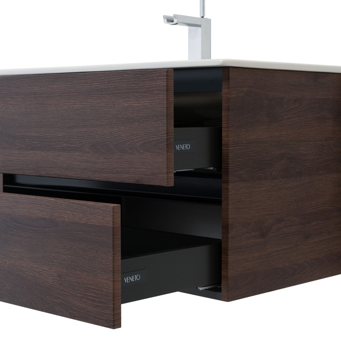 24 Inch Dark Oak Veneto Floating Bathroom Vanity