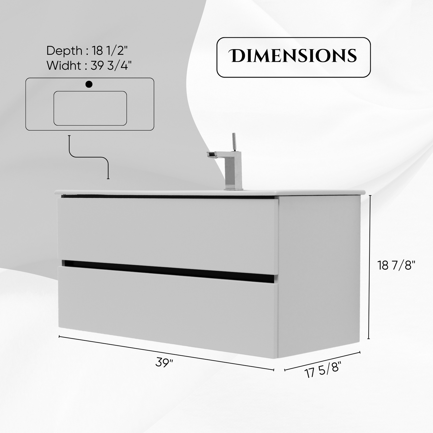 40 Inch Matte Cashmere Veneto Floating Bathroom Vanity